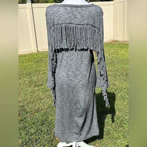 Zadig & Volitaire grey western winter fringe midi dress Sz S - Picture 2 of 6
